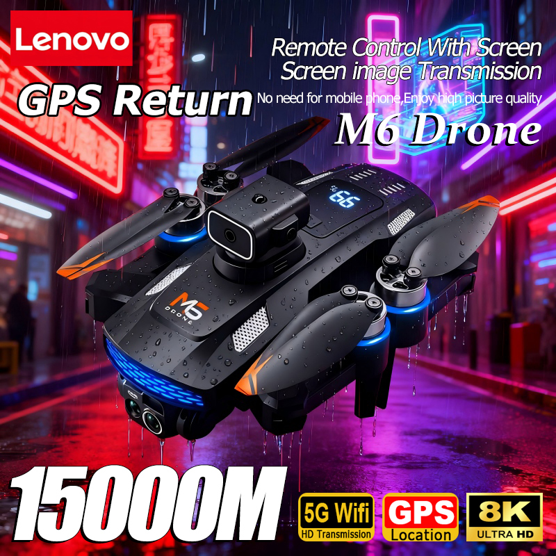 Lenovo M6 Drone professionnel 8K aérien HD double caméra 5G WIFI évitement d'obstacles Intelligent avec écran GPS Drone RC sans brosse