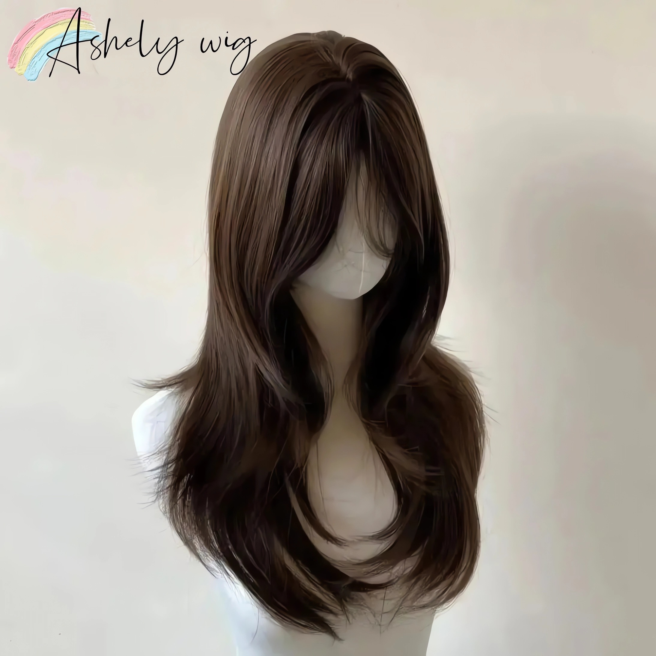 Ashely Brown Peruca para Mulheres Tiara Onda Corporal Perucas Sintéticas com Cortinas Franja Peruca de Cabelo de Alta Qualidade para Uso Diário