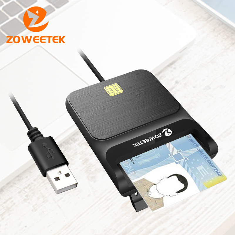 ใหม่ Zoweetek ID เครื่องอ่านสมาร์ทการ์ดสําหรับ DNI EMV CAC Bank ชิป USB Card Reader