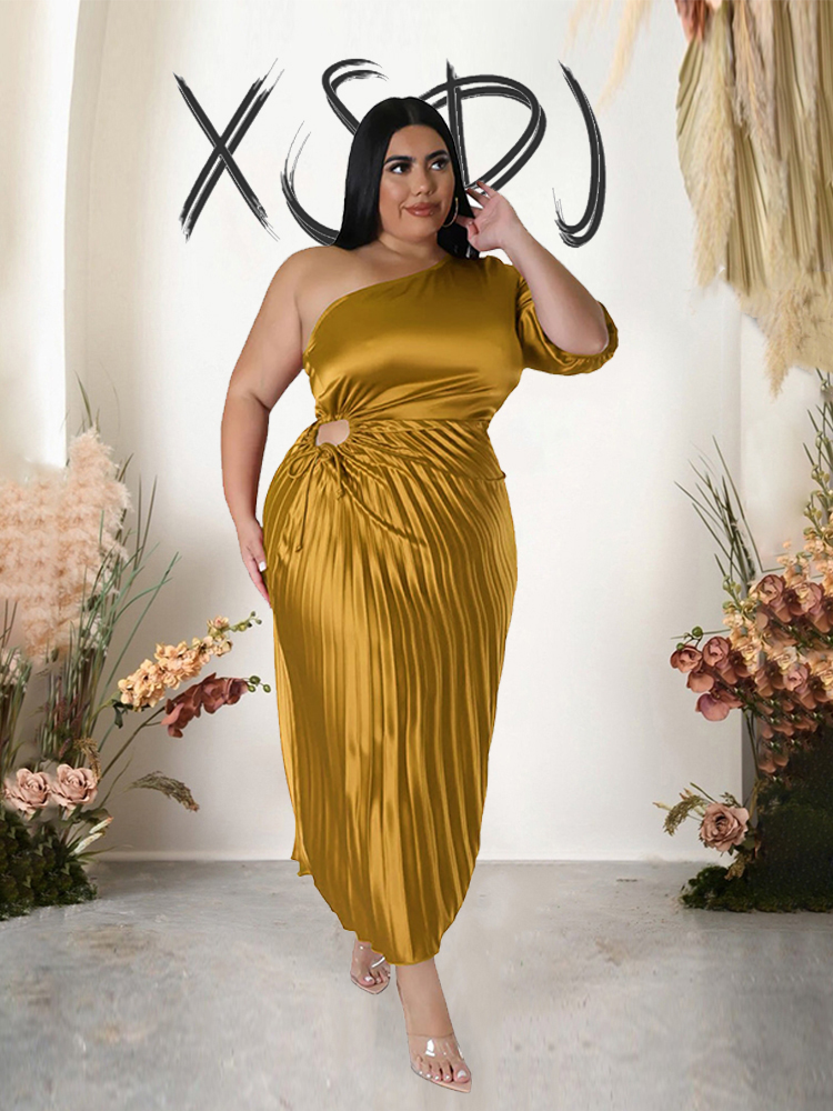 Abito con una spalla laterale abiti lunghi Sexy pieghettati da donna morbido lusso elegante 5xl Plus Size abiti da donna Dropshipping all'ingrosso