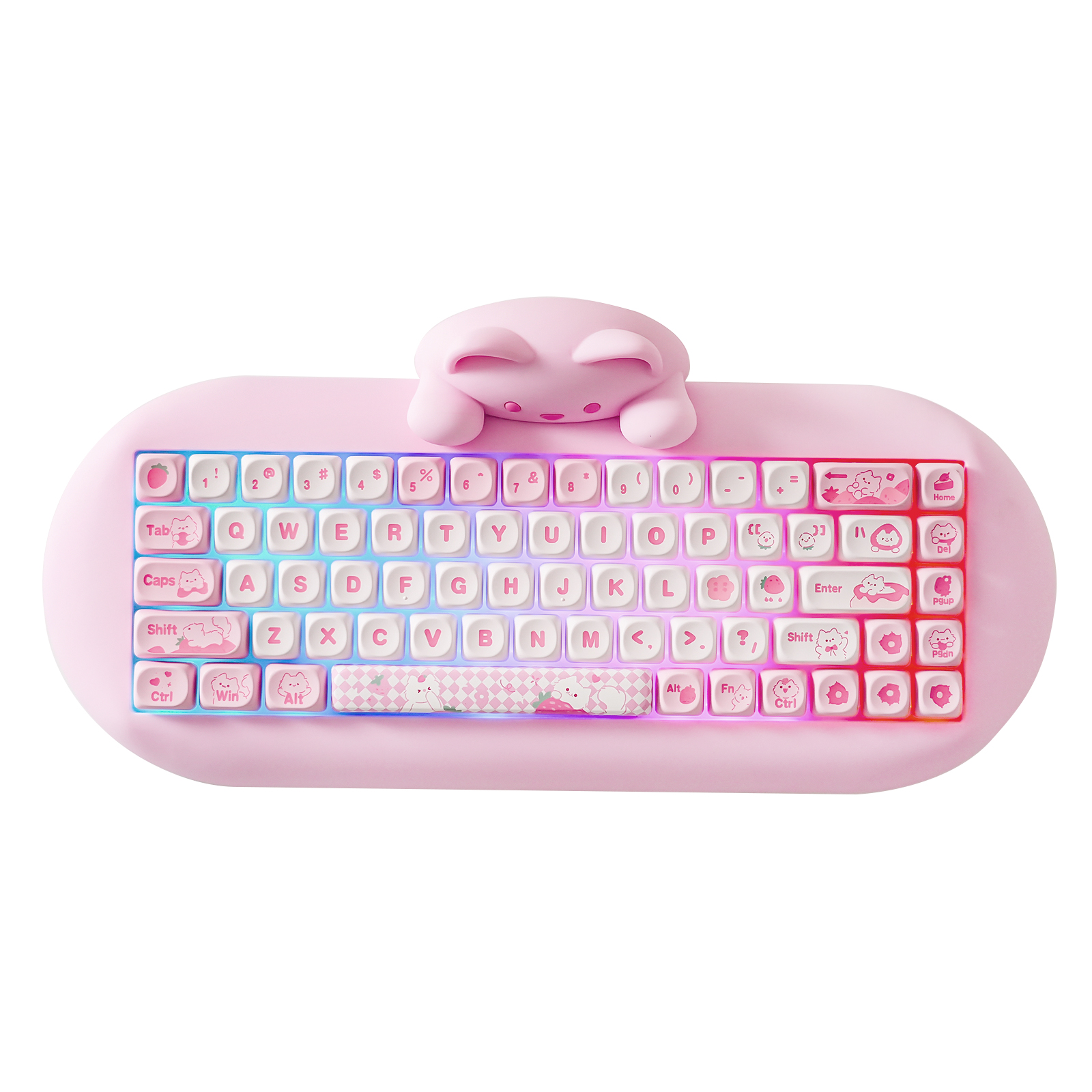Bezprzewodowa klawiatura do gier YUNZII C68, mechaniczna klawiatura Hi-Fi Cute Cat Custom RGB, silikon 65% Hot Swap Ergonomic Kitty Keeb