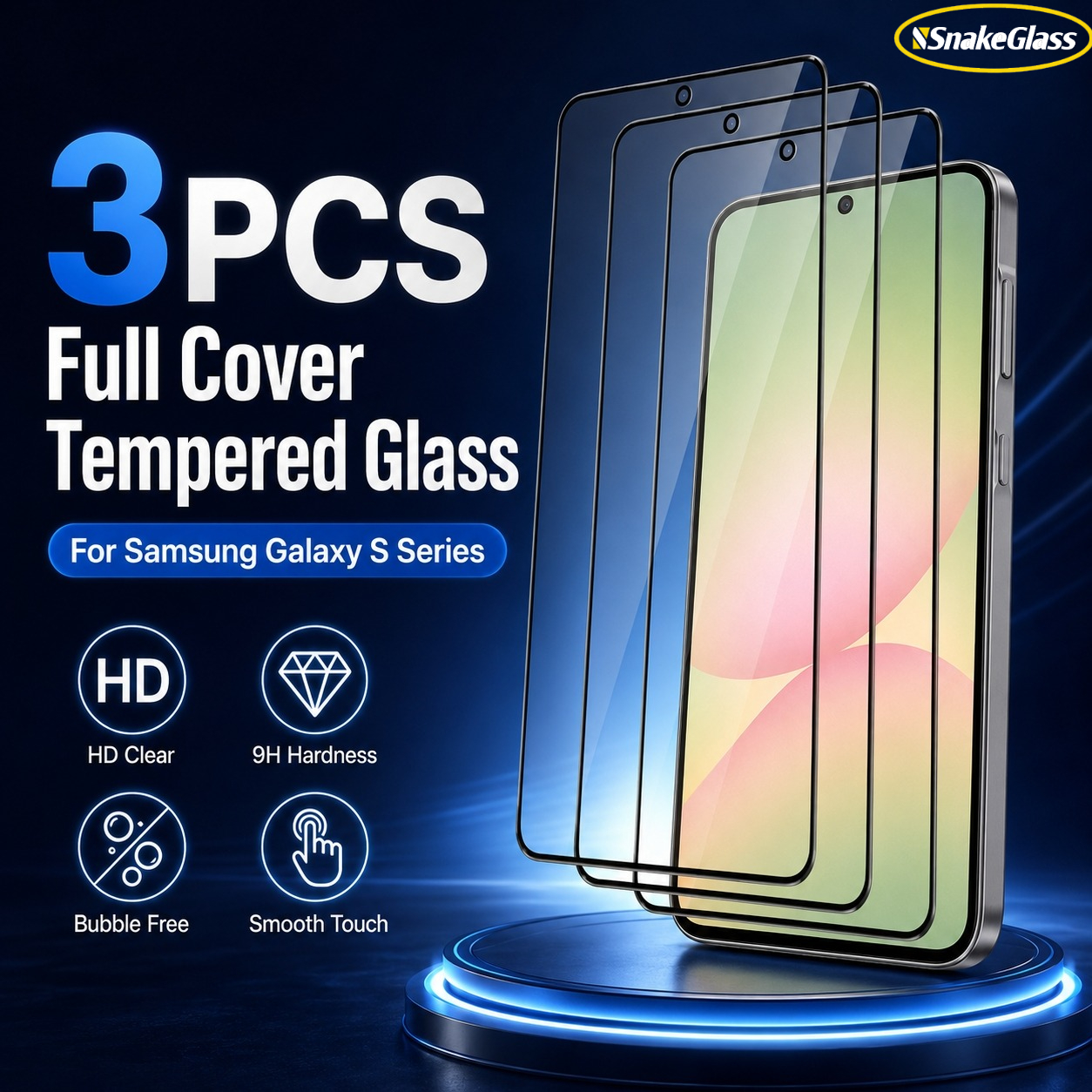 3 шт. защитных стекол для Samsung Galaxy S26Plus/S25Ultra/S24+/S23Ultra/S22/S21/S20FE/S10E/S9+/S8/S7EDGE, противоударные, с гладким покрытием