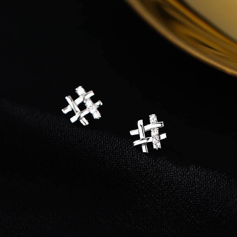 925 Sterling Zilveren Geometrie Kristal Oorbellen Vrouwen Eenvoudige Mode Bruiloft Sieraden Accessoires