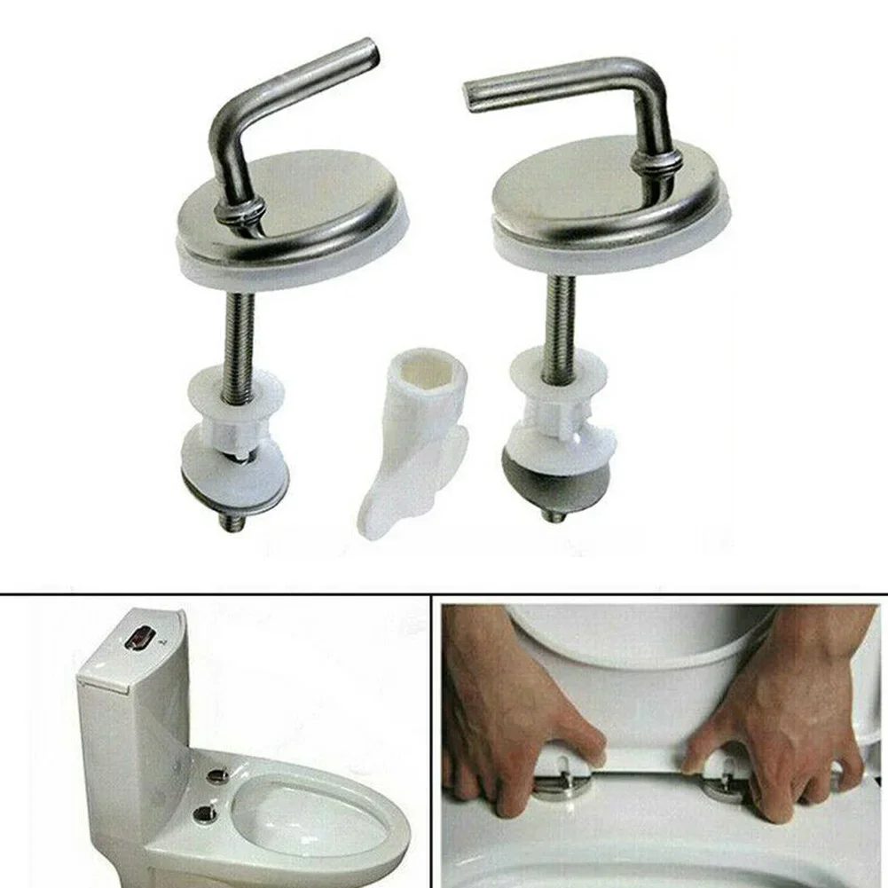 Bisagras de cubierta de inodoro, accesorio de fijación para asiento de inodoro, reemplazo de bisagras de repuesto de espalda a pared de acero inoxidable, accesorios de montaje, 2 uds.