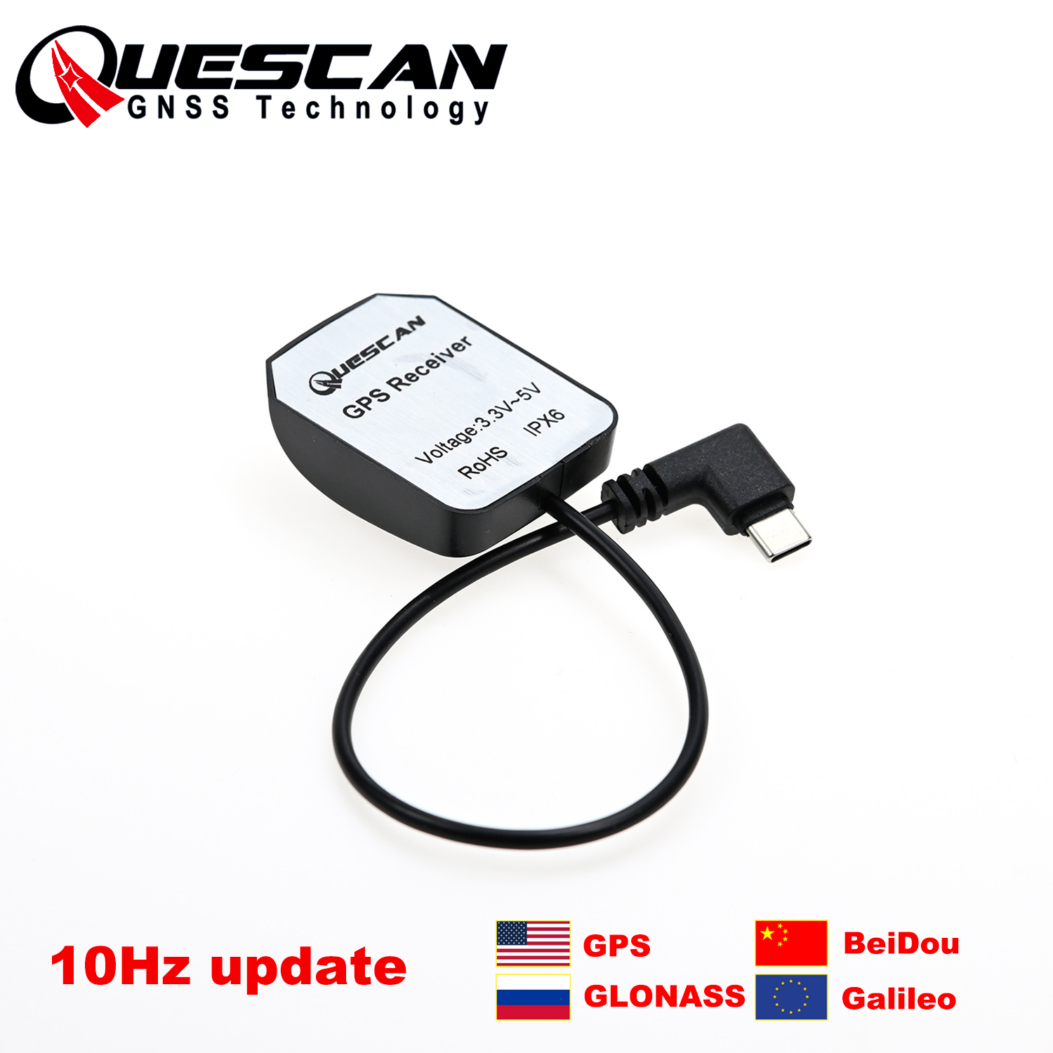 QUESCAN Android 10Hz receptor GPS tipo C GPS GLONASS Galileo BeiDou módulo tipo C GNSS antena receptor NMEA M8030 Chipset