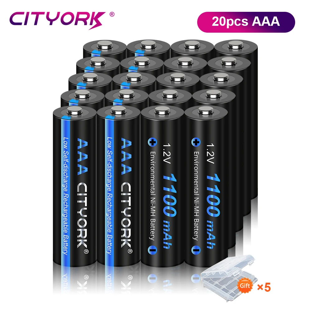 CITYORK Baterai Isi Ulang 1.2V AAA NIMH Baterai AAA Isi Ulang 3A NI-MH dengan Kotak Baterai untuk Mainan Mouse Remote Control
