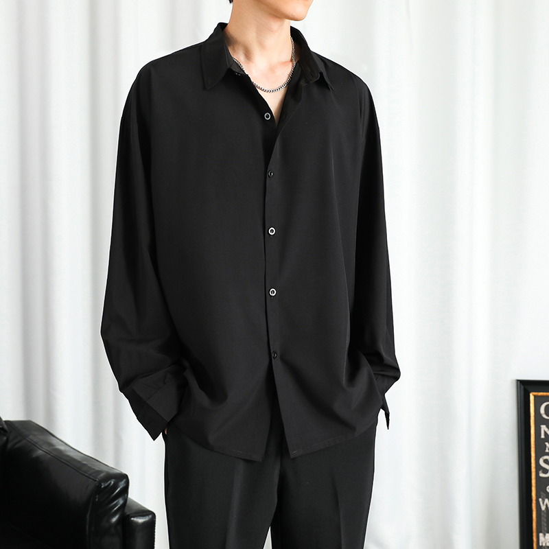 Chemise homme solide chemise à manches longues pour hommes chemises de mode coréenne chemisiers confortables décontracté ample classique chemise à simple boutonnage
