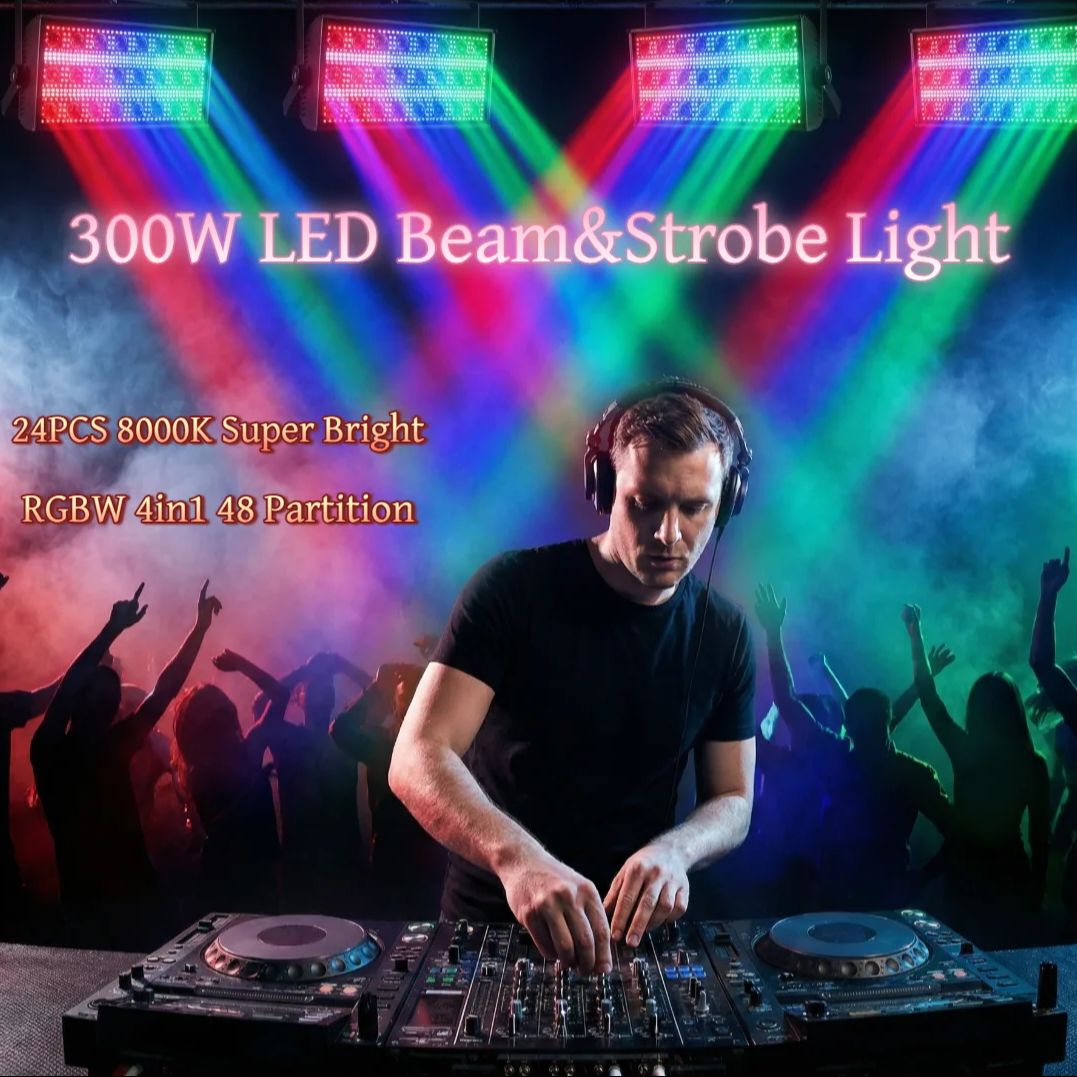 300W LED Beam&Strobe Light RGBW 4w1 Ciepła Biała Lampa Sceniczna Wash Beam DMX DJ Disco Party Show Horse