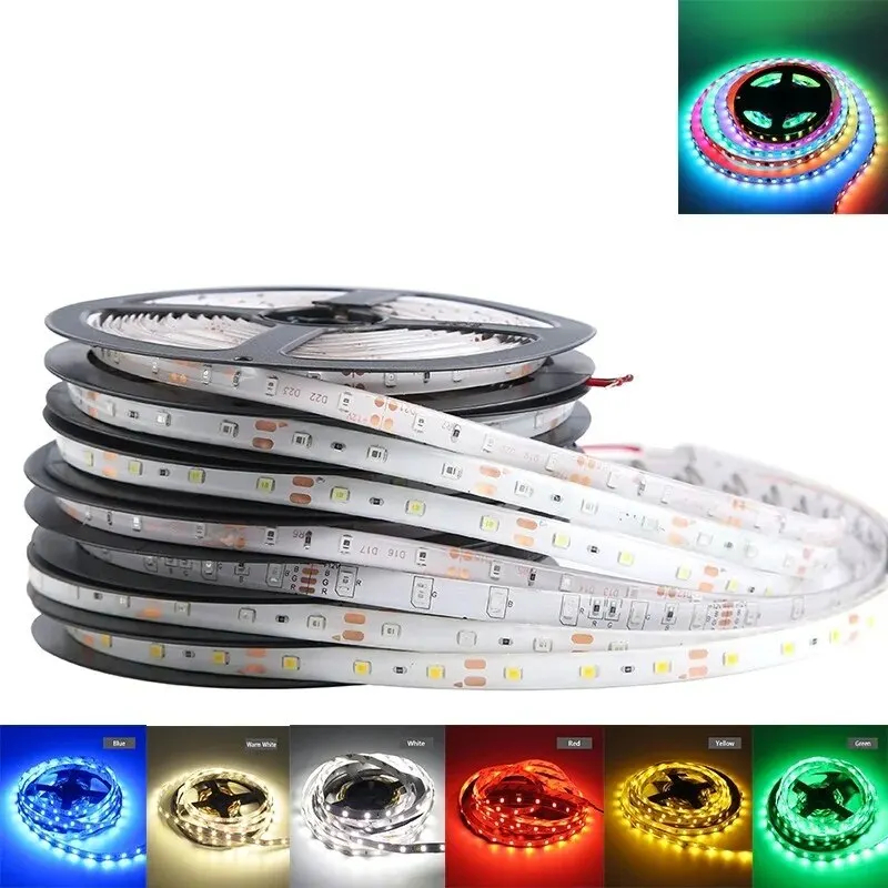 DC 12V 유연한 LED 빛 스트립 2835 방수 스트립 5M 60LED/M RGB 따뜻한 흰색 테이프 홈 장식 조명 스트립 램프