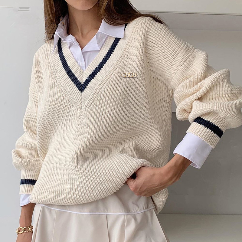 CHCH femmes pull nouveau Design d'épissure polyvalent tricoté dames à manches longues mode banlieue femme élégant hauts