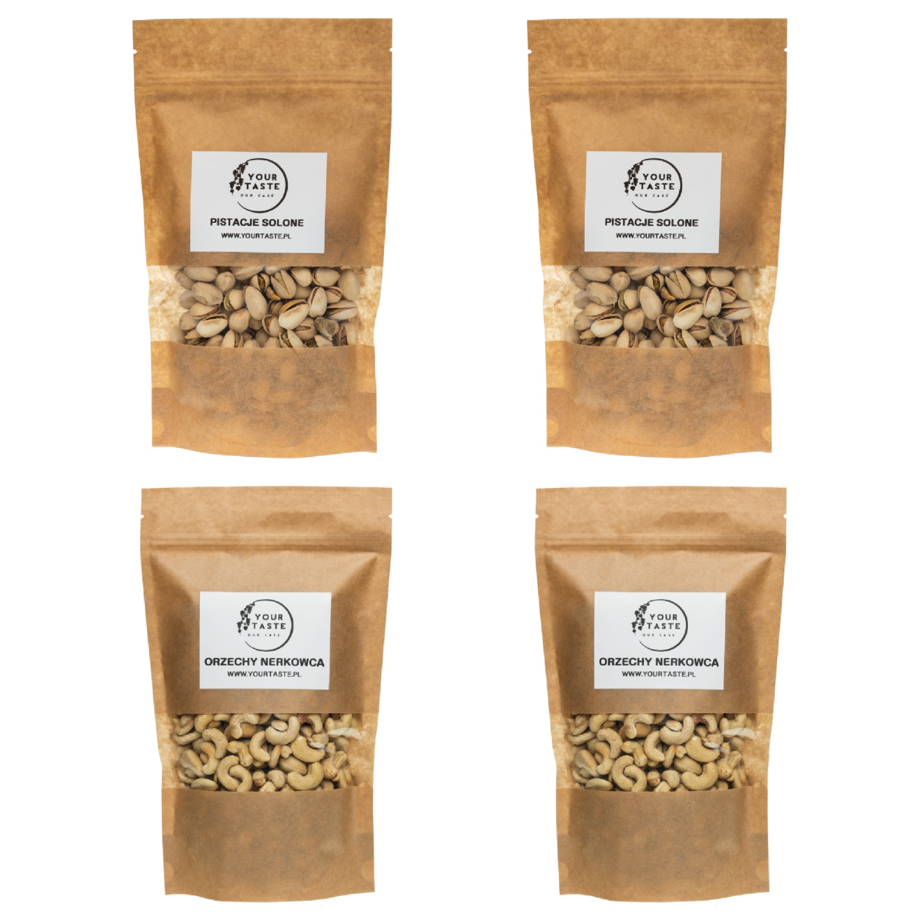 Your Taste Zestaw - 2x Pistacje solone 500g + 2x Orzechy nerkowca 500g
