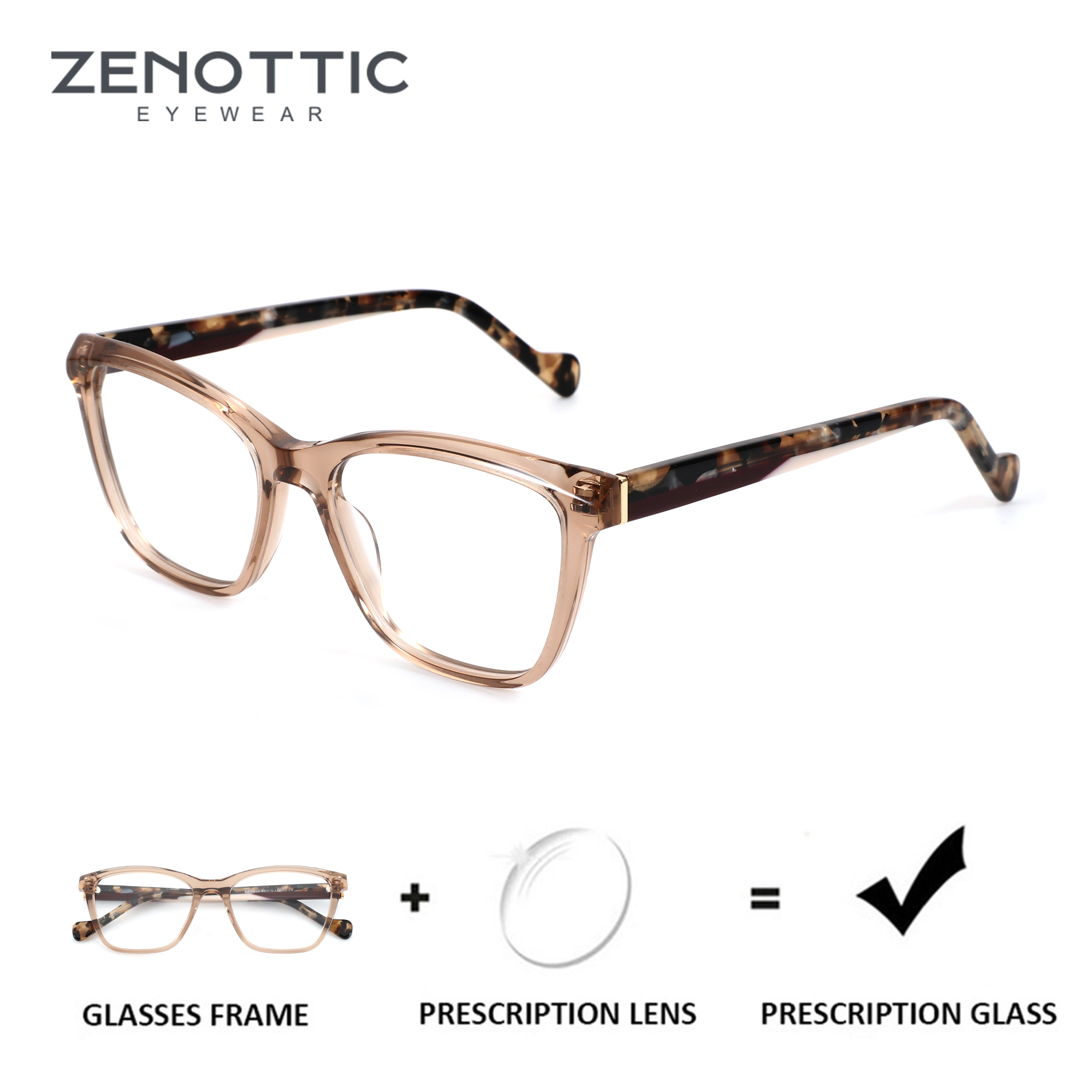 ZENOTTIC (taille S) Lunettes de vue personnalisées papillon pour femmes, en acétate, pour myopie, lunettes optiques de qualité pour femmes