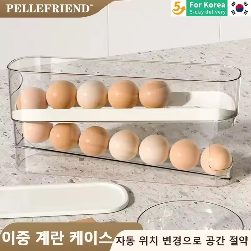 Rolo de papelão para ovos, tipo corrediça automática dupla, porta lateral do refrigerador, bancada de cozinha, organizador de armazenamento de ovos, suporte para ovos