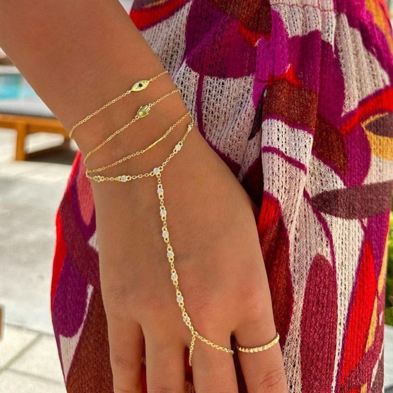 Neues Sommer-Schmuckset: Anhänger, Gliederkette, Ring und Armband für Damen mit Weiß-, Grün- und Blaustein, CZ, Vergoldet, Verstellbares Armband-Accessoire