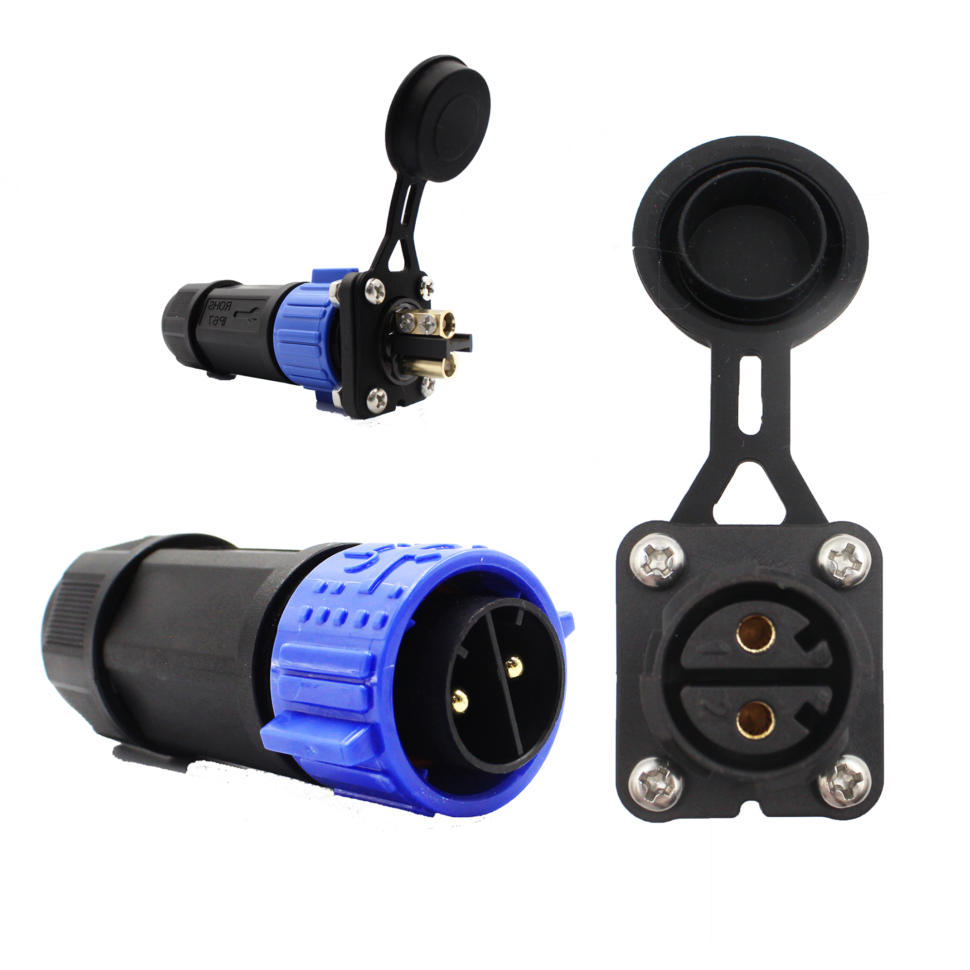 Trolling Motor Plug Receptacle Set,12V 24V 36V 48V Trolling Motor Plug,Waterproof Marine Boat DC Power Connector