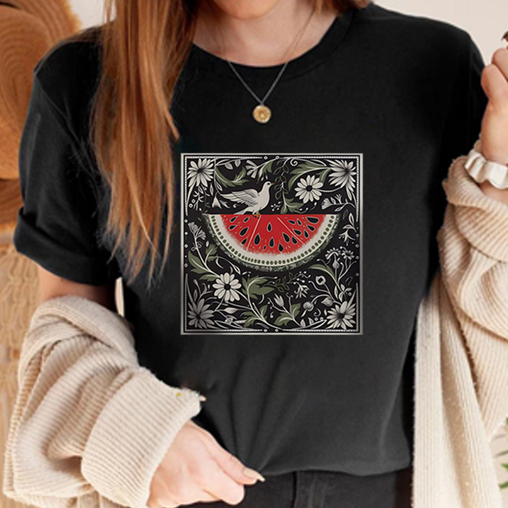 Koszulki z arbuzem w stylu Retro Boho, to nie jest koszulka z arbuzem, koszulka z motywem praw człowieka, arbuzem, modne, estetyczne ubrania