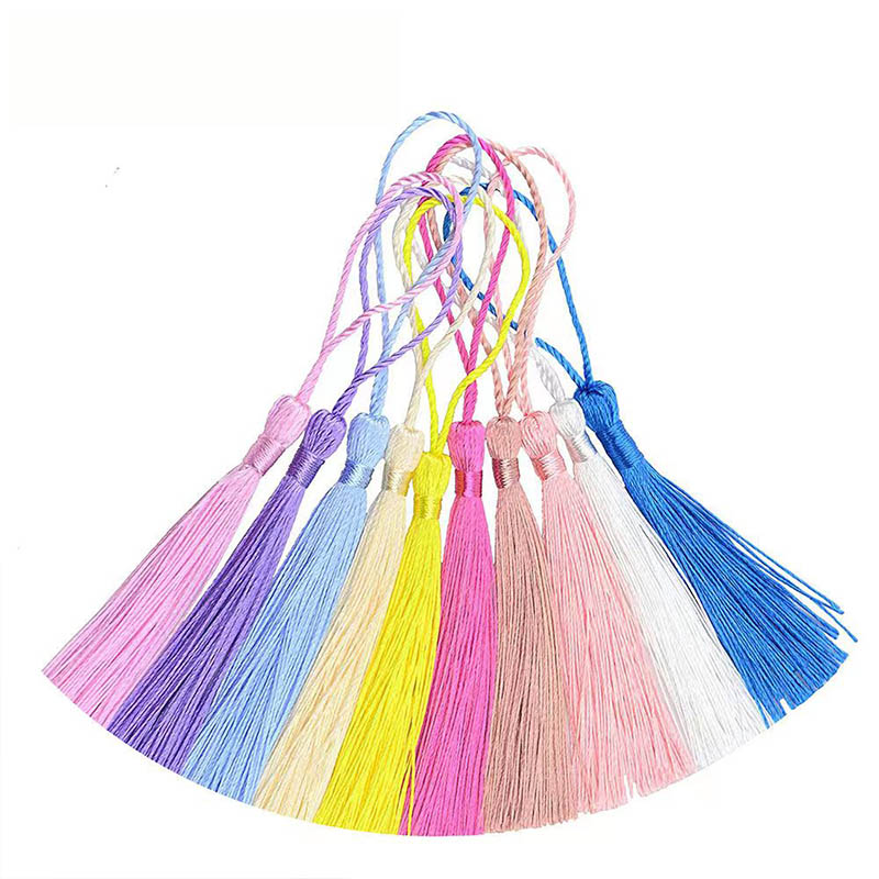30 Uds. De flecos de borlas de seda con cuerda colgante de 13cm para fabricación de joyería, llavero DIY, ganchos para pendientes, decoración colgante, borlas para manualidades