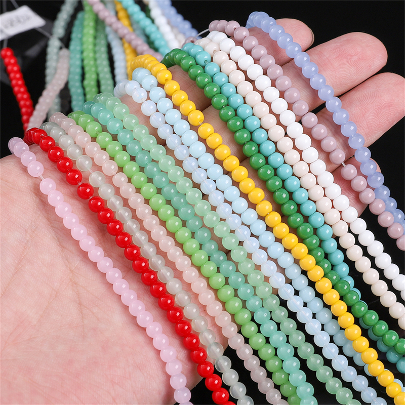 4mm 95 pezzi di perle rotonde di vetro perline distanziatrici per gioielli che fanno artigianato fai da te braccialetto collana accessori forniture di indumenti fatti a mano