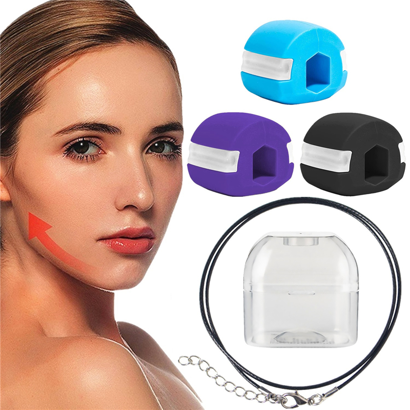Esercitatore per mascelle in gel di silice per uso alimentare con scatola di immagazzinaggio Cordino Bocca Jawline Masticazione Morso Interruttore Allenamento Viso Fitness Palla Masseter