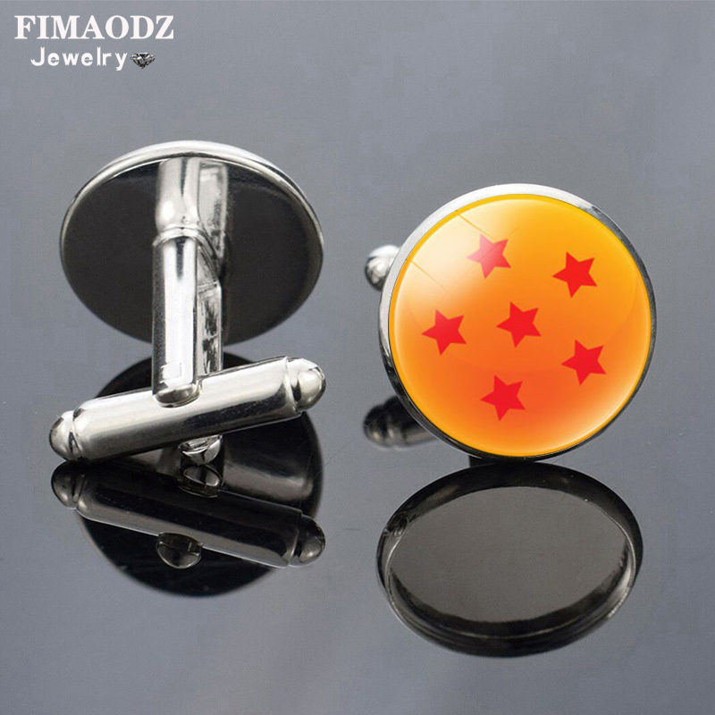 FIMAODZ อะนิเมะ7ดาวลูกบอล Cufflinks สำหรับบุรุษคุณภาพสูงแก้ว Cabochon ประณีตชายกระดุมข้อมือเสื้อเชิ้ต Links หมาป่ามังกรปุ่ม