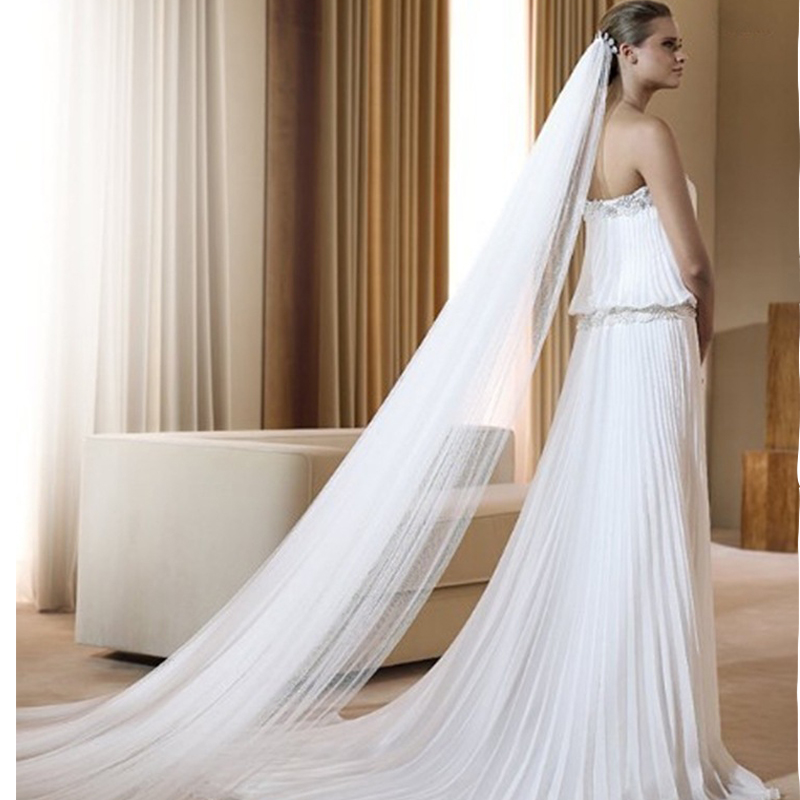 2/3/5 M สีขาวงาช้างผ้าคลุมหน้างานแต่งงานด้วยหวีเจ้าสาว Headwear Vestido De Noiva Soft Tulle เจ้าสาวอุปกรณ์เสริม