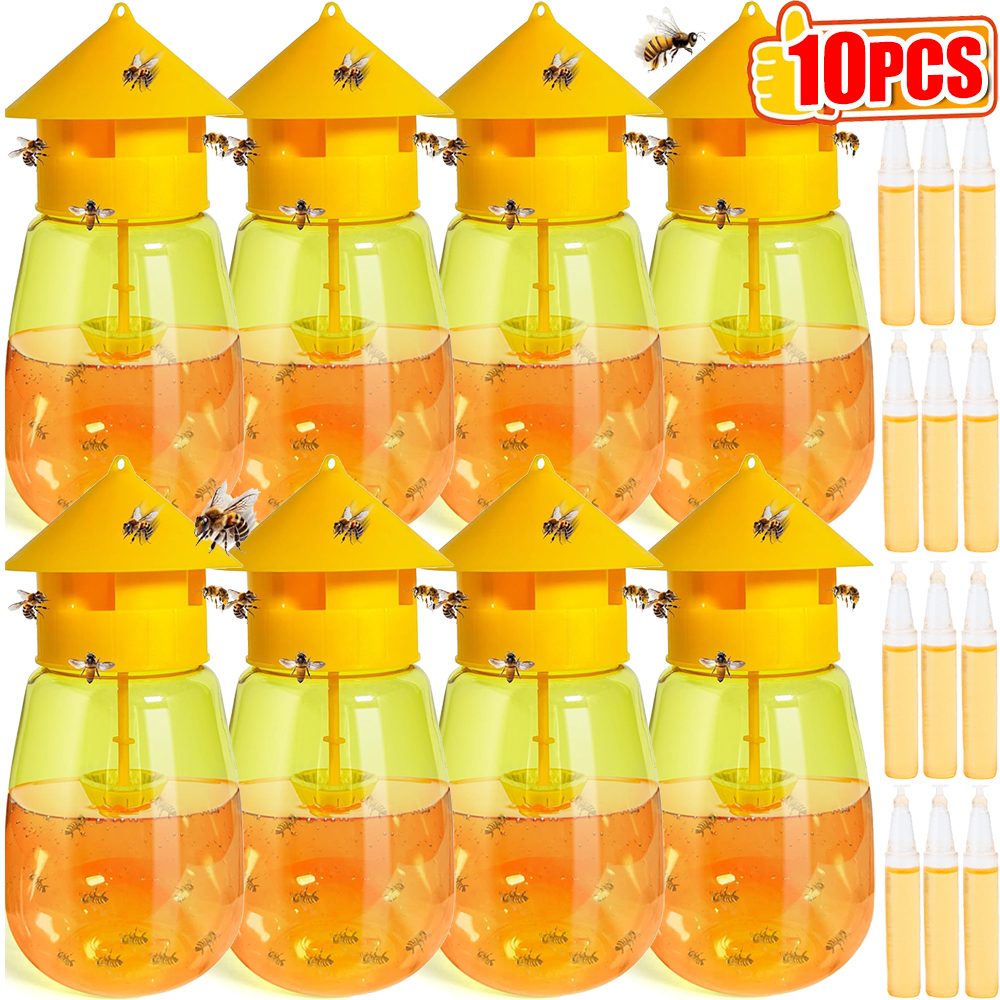 1/10 Peças Armadilha para Vespas e Insetos, Reutilizável, de Plástico, para Moscas-das-frutas e Traças, Ferramenta de Controle de Pragas para Casa, Jardim e Pomar