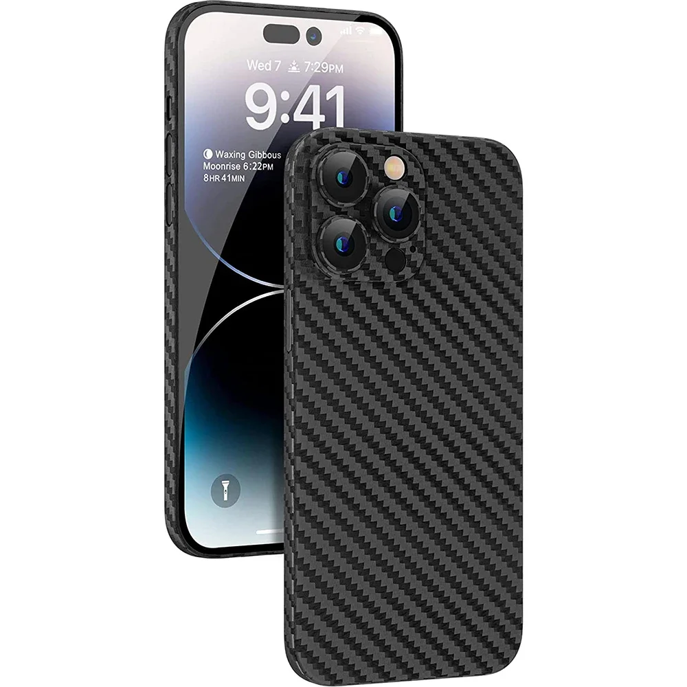 Funda delgada con textura de fibra de carbono de 0,3 PP para iPhone 16 15 14 13 12 11 Pro Max XS Max X XR 7 8 Plus, funda dura de lujo, carcasa suave