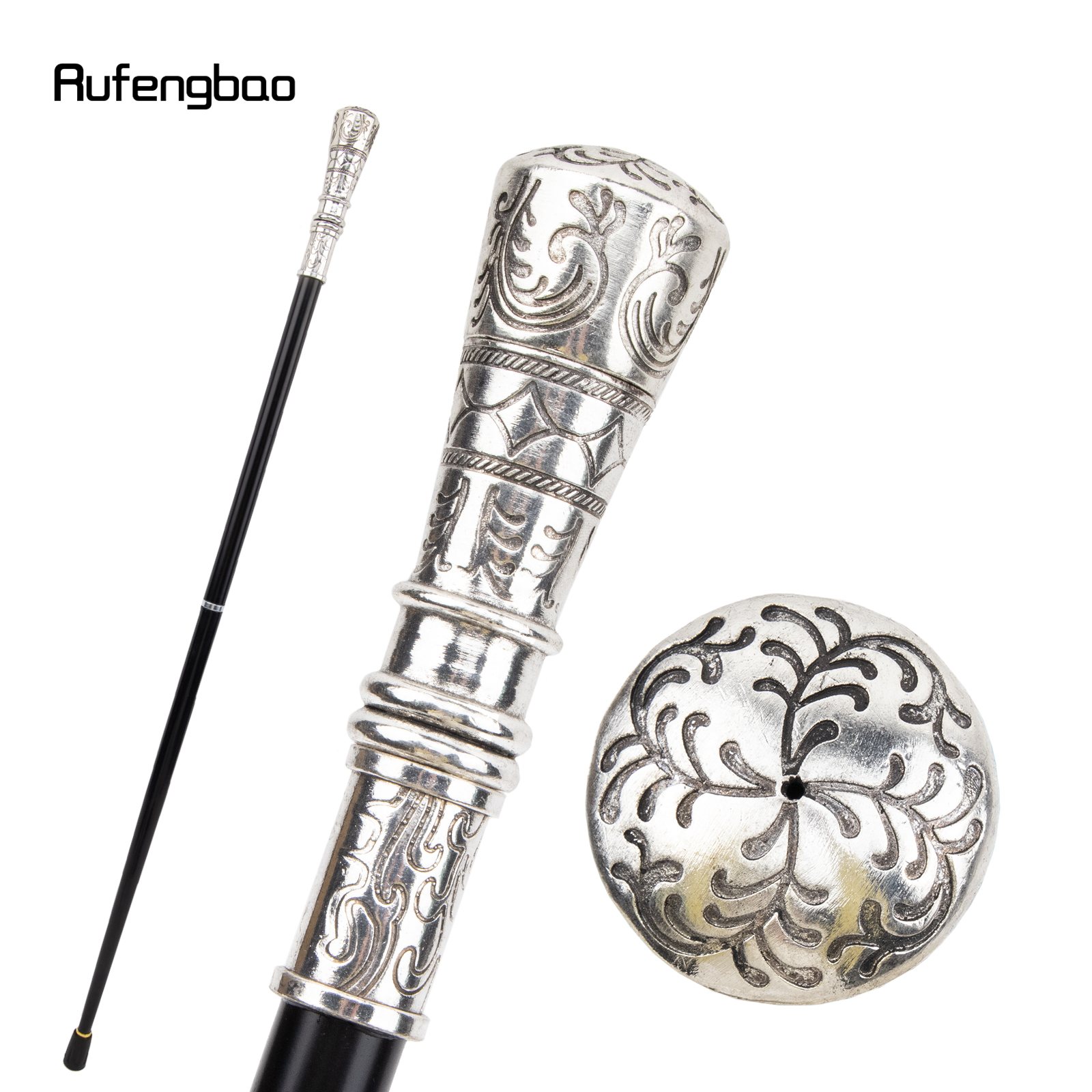 Witte Bloem Wandelstok Mode Decoratieve Wandelstok Gentleman Elegante Cosplay Cane Knobbel Crosier 90Cm
