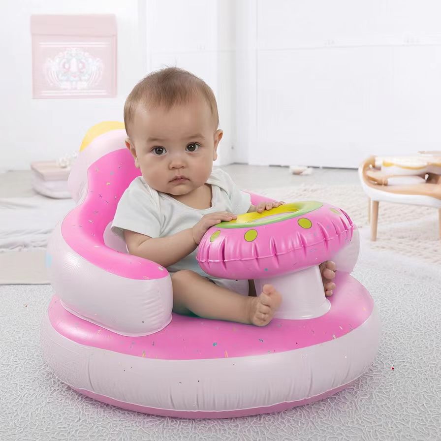 Baby opblaasbare zitbank Ingebouwde luchtpomp Babyrugsteunstoel Draagbare babydouchestoel Vloerzitbank Badkruk