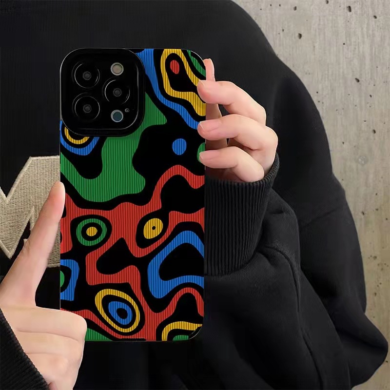 Coque en silicone à motifs colorés irréguliers, pour iPhone 14 15 Pro Max 11 12 13 16 Plus 17 ProMax Air Mini, couverture complète souple antichoc