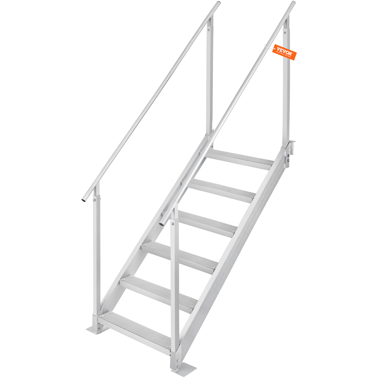 VEVOR Dock Ladder Adjustable Height 500lbs Load 6 Steps Pontoon Boat Ladder w/Dual Handrails for Ship/Lake/Pool/Marine Boarding