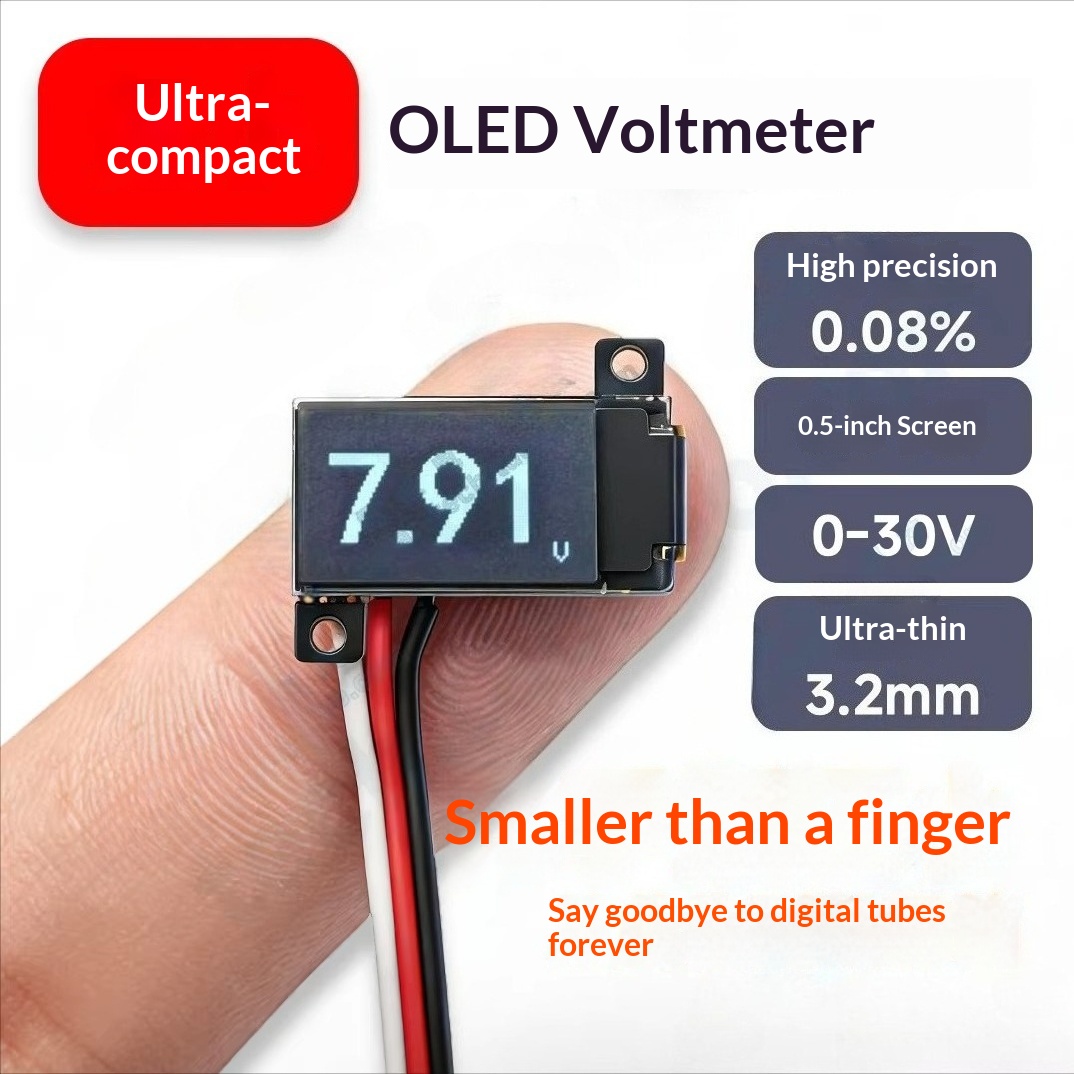 De kleinste ooit 0,5 inch OLED digitale voltmeter 0-30V ultradunne hoge precisie 2/3 draads nieuwe aanwinst