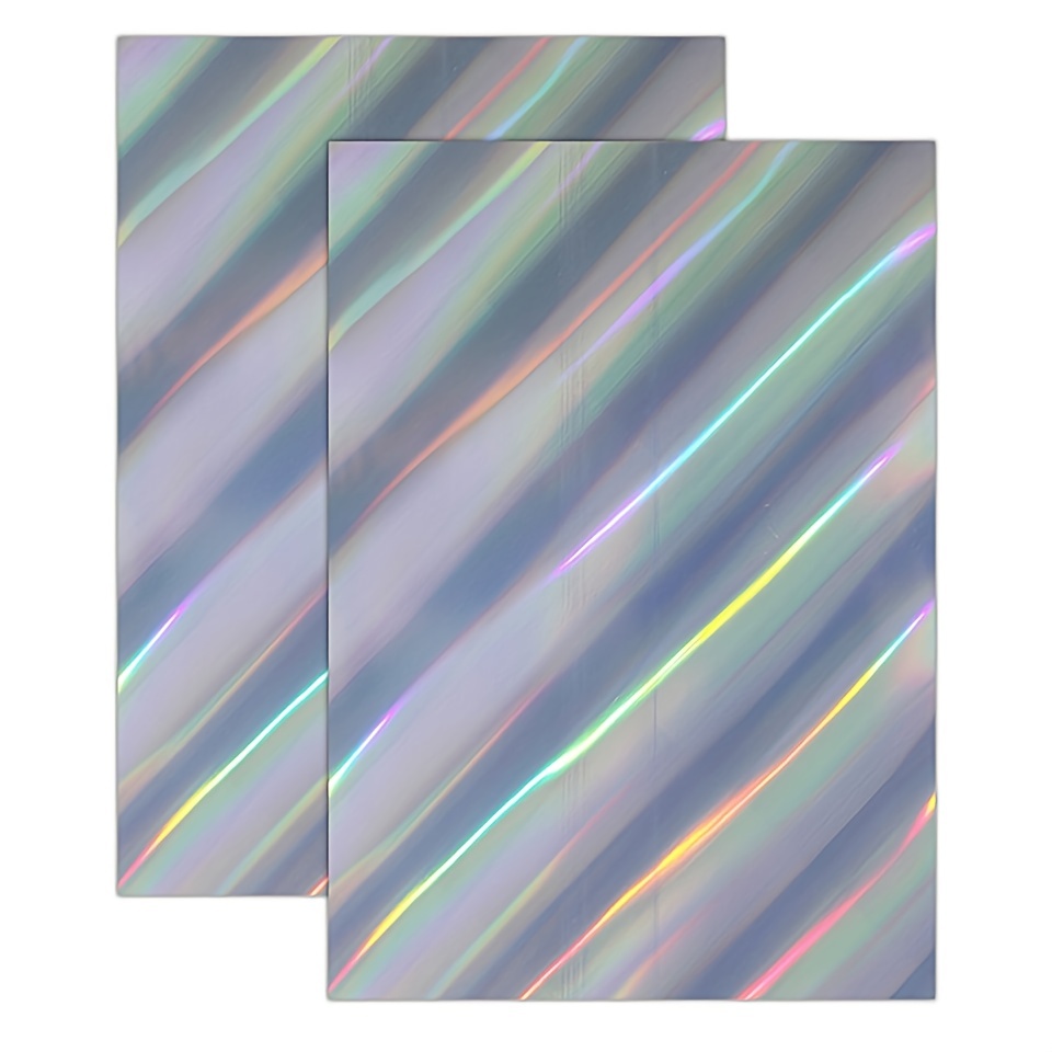 10 hojas de papel adhesivo de vinilo imprimible con láser holográfico: A4 (8,3 × 11,7 pulgadas), papel imprimible por inyección de tinta impermeable y autoadhesivo