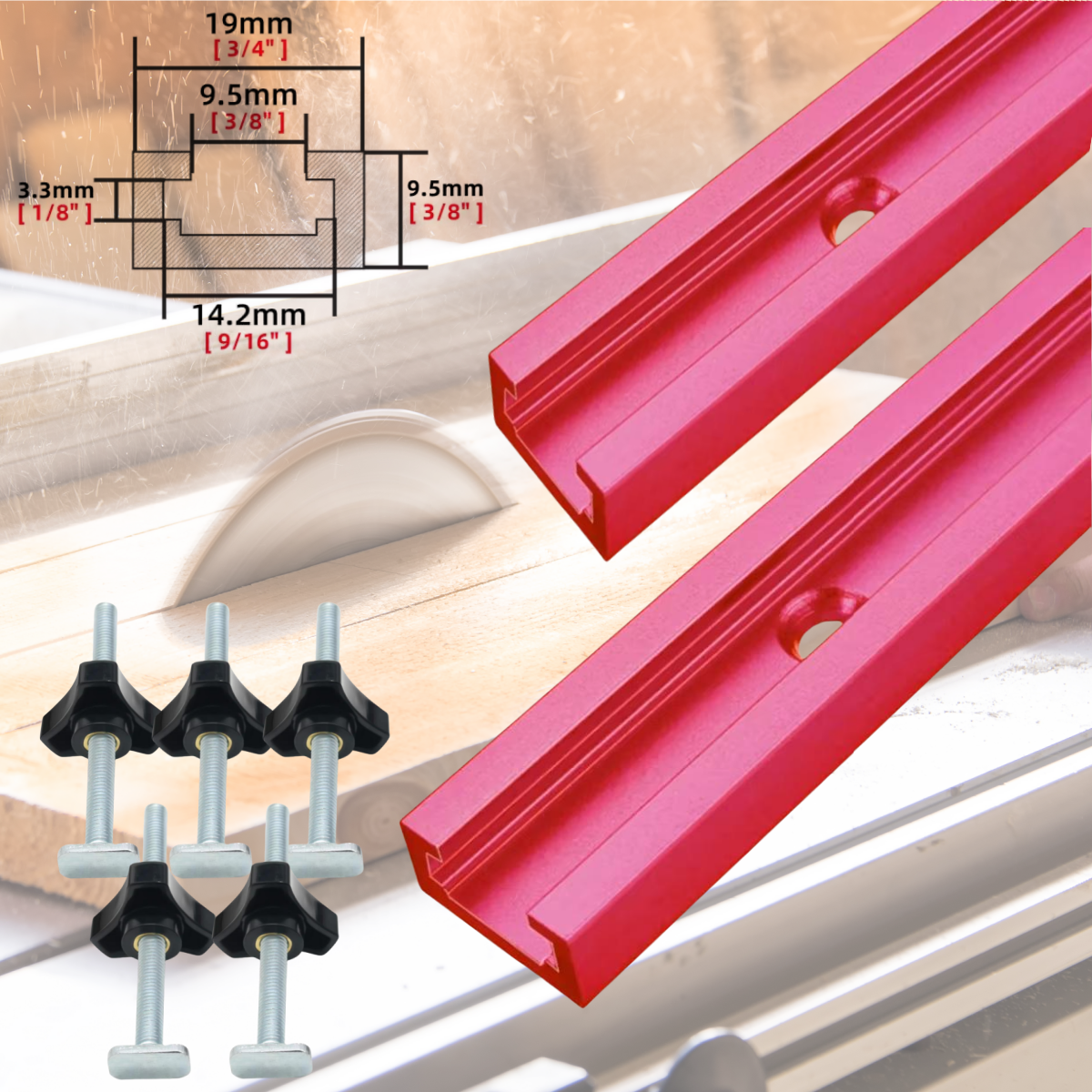 400/500mm carpintaria rampa ferroviário t-track t-slot mitra pista gabarito t parafuso fixação slot 19x9.5mm serra de mesa roteador ferramentas diy