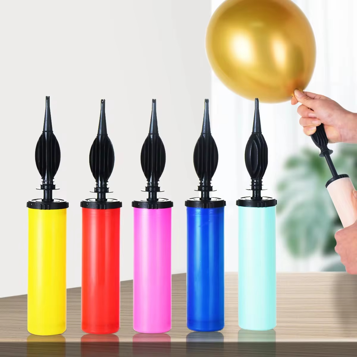Bomba de aire para globos, inflador portátil de empuje manual, accesorios para decoración de boda, fiesta de cumpleaños, suministros de 1/3 piezas