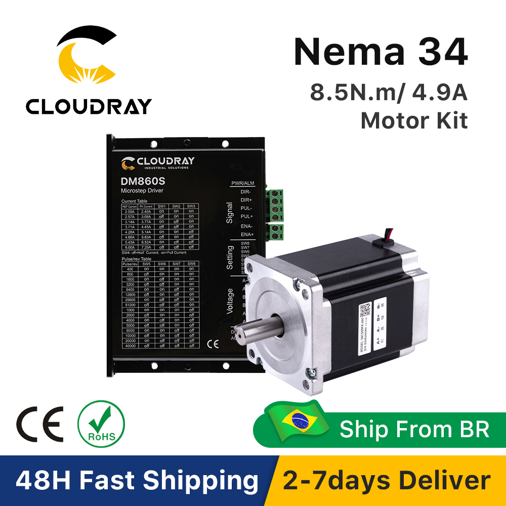 Cloudray-Nema 34 Kit de motores de passo Open Loop, elevado binário, gravação CNC, fresadora, 8,5 N.m, 4,9A, 112mm