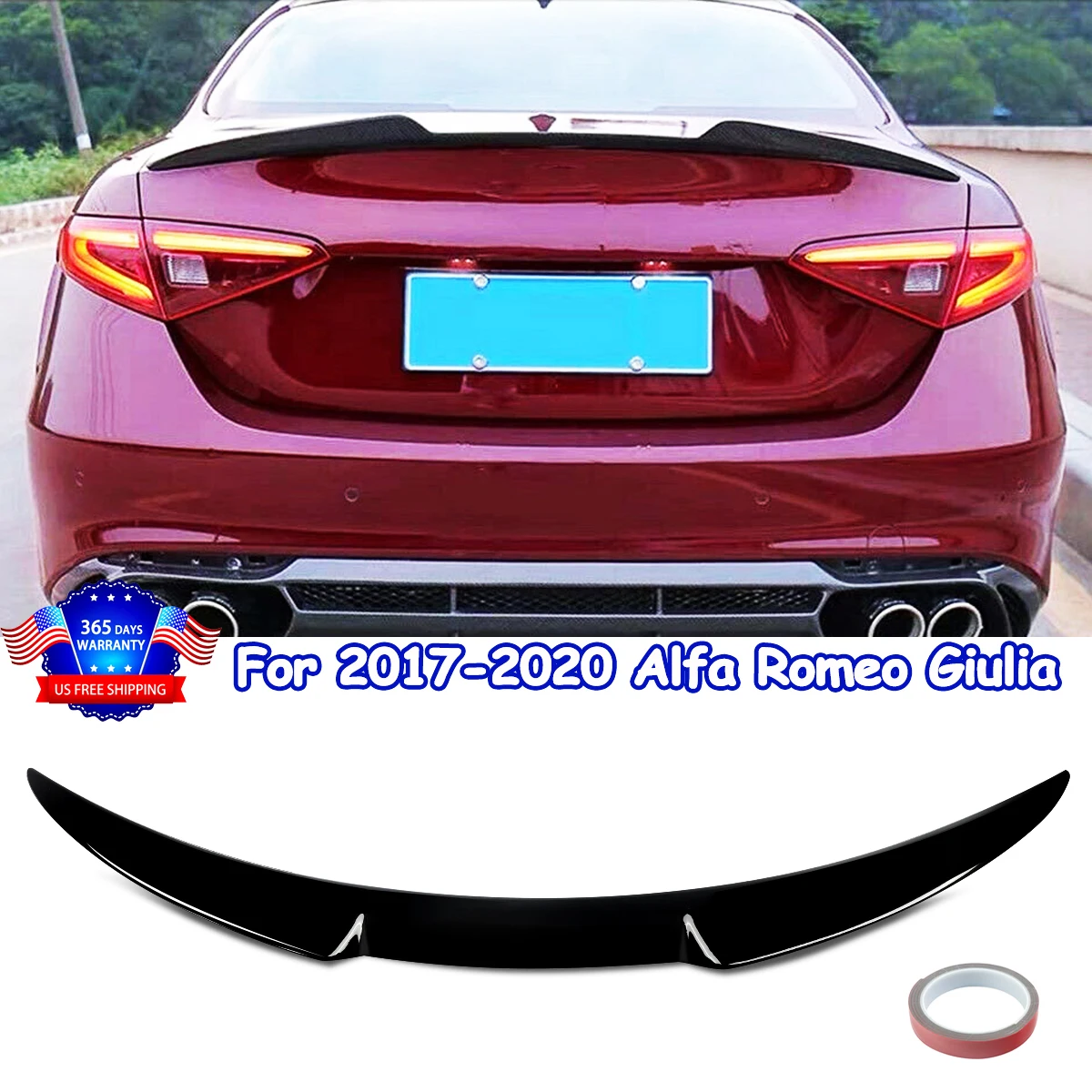 Для 2017-2022 ALFA ROMEO GIULIA VQ стиль глянцевый черный Утконос багажник спойлер крыло