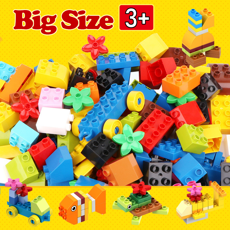 Blocs de construction en vrac, 62 à 310 pièces, compatibles avec les animaux Duplo, course sur marbre, ville, briques classiques, modèle d'assemblage, jouets pour enfants
