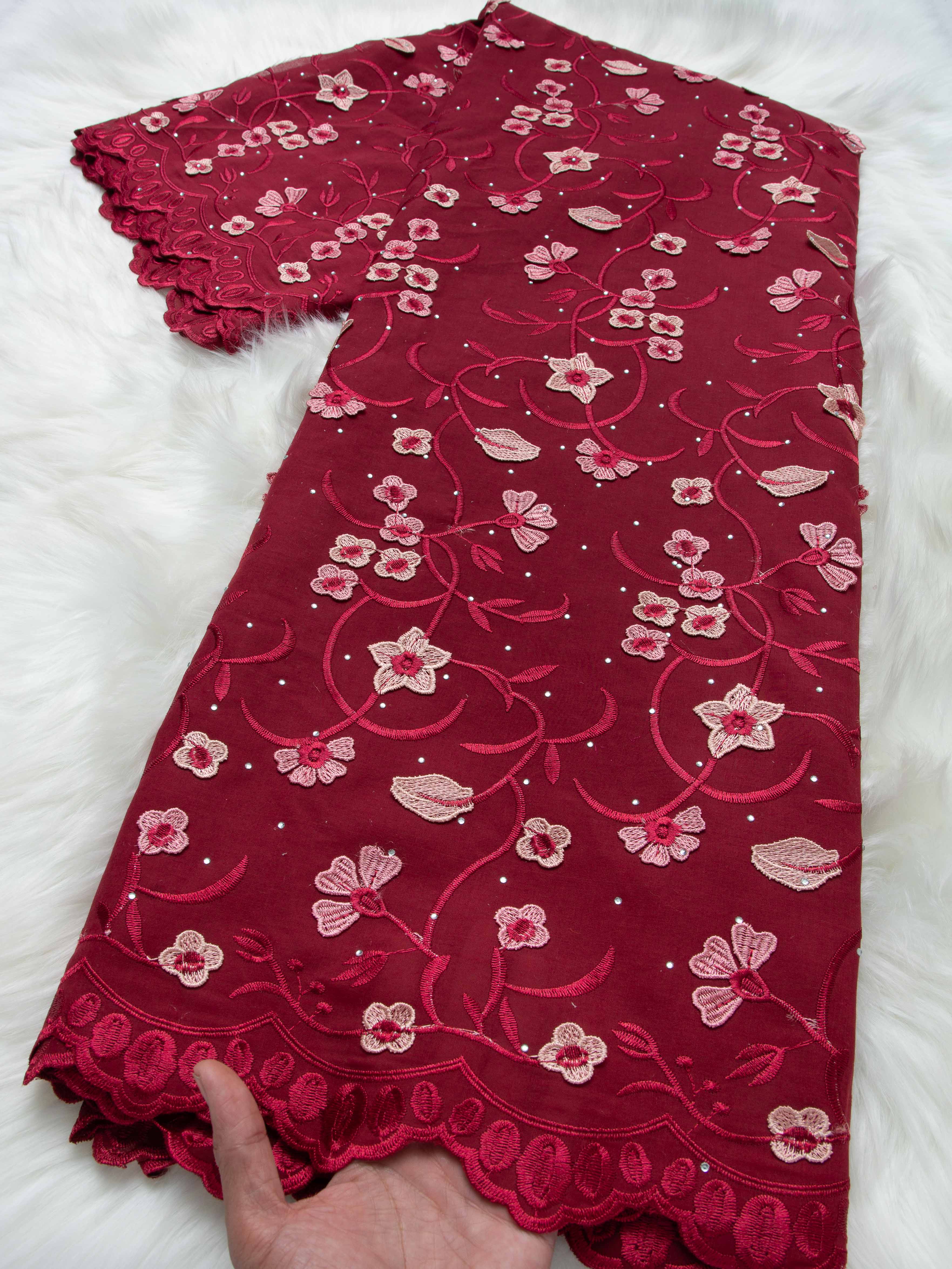 2026 New Arrival African Cotton Lace Fabric 5 Yards High Quality Austria Nigerian Stones Cotton for Sewing Lace Women DIY Dress