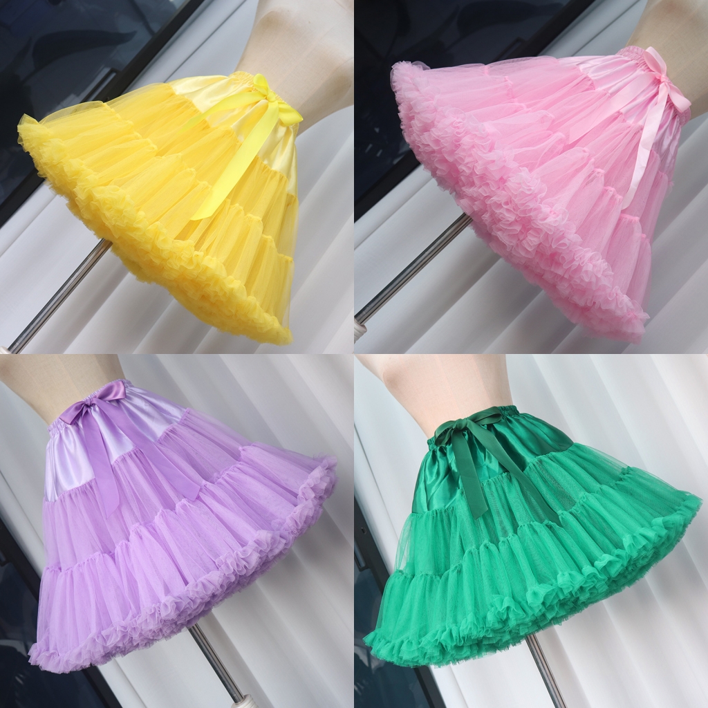 Mulheres em camadas plissado tule petticoat tutu inchado festa cosplay saia cintura elástica princesa ballet dança pettiskirts underskirt