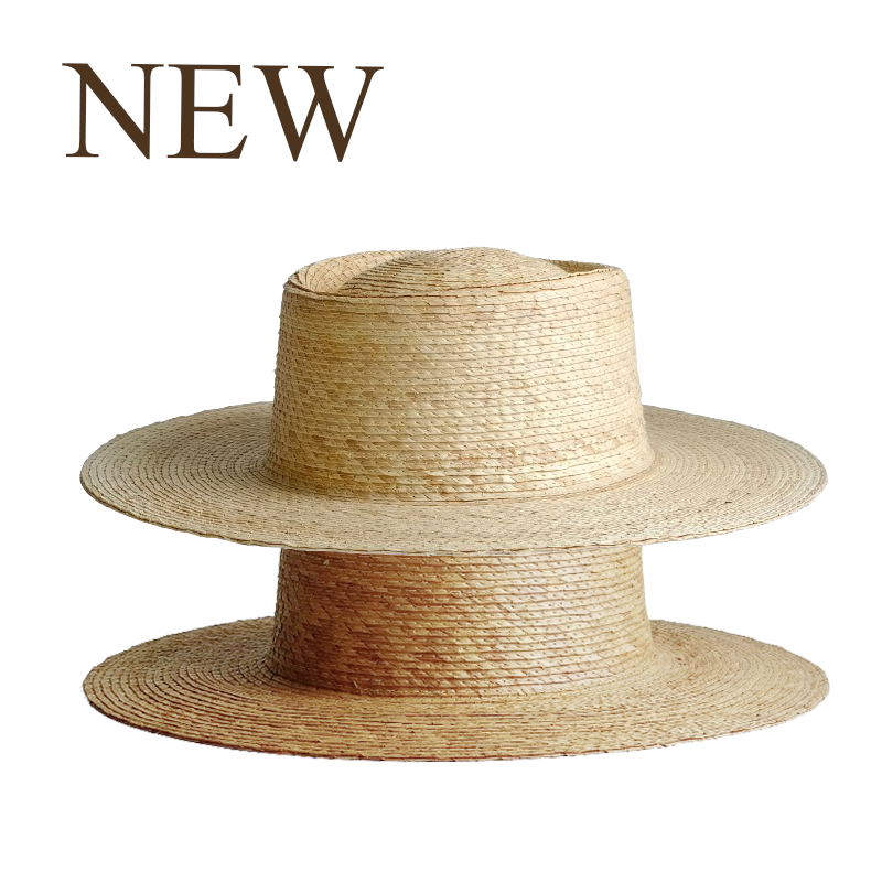 Topi Pork Pie Musim Panas 100% Daun Palem untuk Wanita, VISOR DAUN PALEM Alami, Topi Lebar, Topi Jerami Pantai Musim Panas, Topi Liburan Pria
