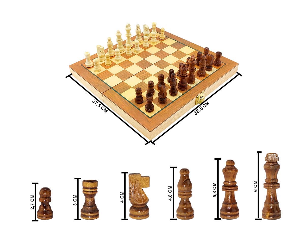 Gra w szachy i damy drewniane pudełko składana tablica 2 w 1 dużych 37,5x38,5cm, 5cm Hoyle Games