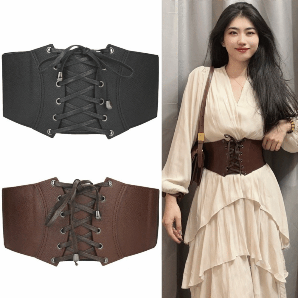 Corsé gótico picante de cuero PU para chica, cinturón ancho elástico de Color sólido, pretina adelgazante, cinturón vaquero occidental para mujer