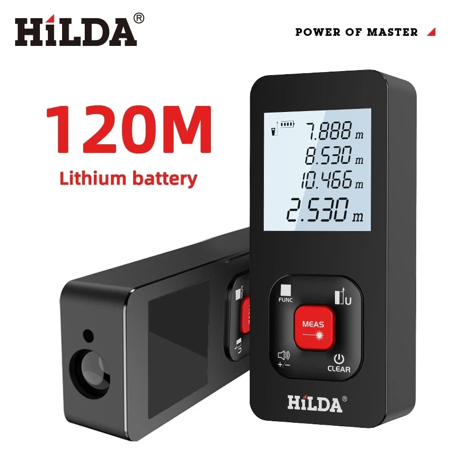 HILDA pengukur jarak Laser, pengukur jarak Laser Rangefinder bangunan Tape 120 100M/M/50M