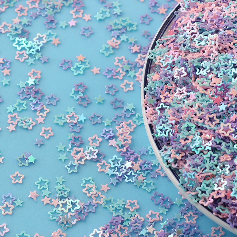 4mm 20g Sterne Blume glitzernde Pailletten Pailletten Streusel für Schleimzusätze DIY Schleim Zubehör Füllstoff Hochzeit Nail Art