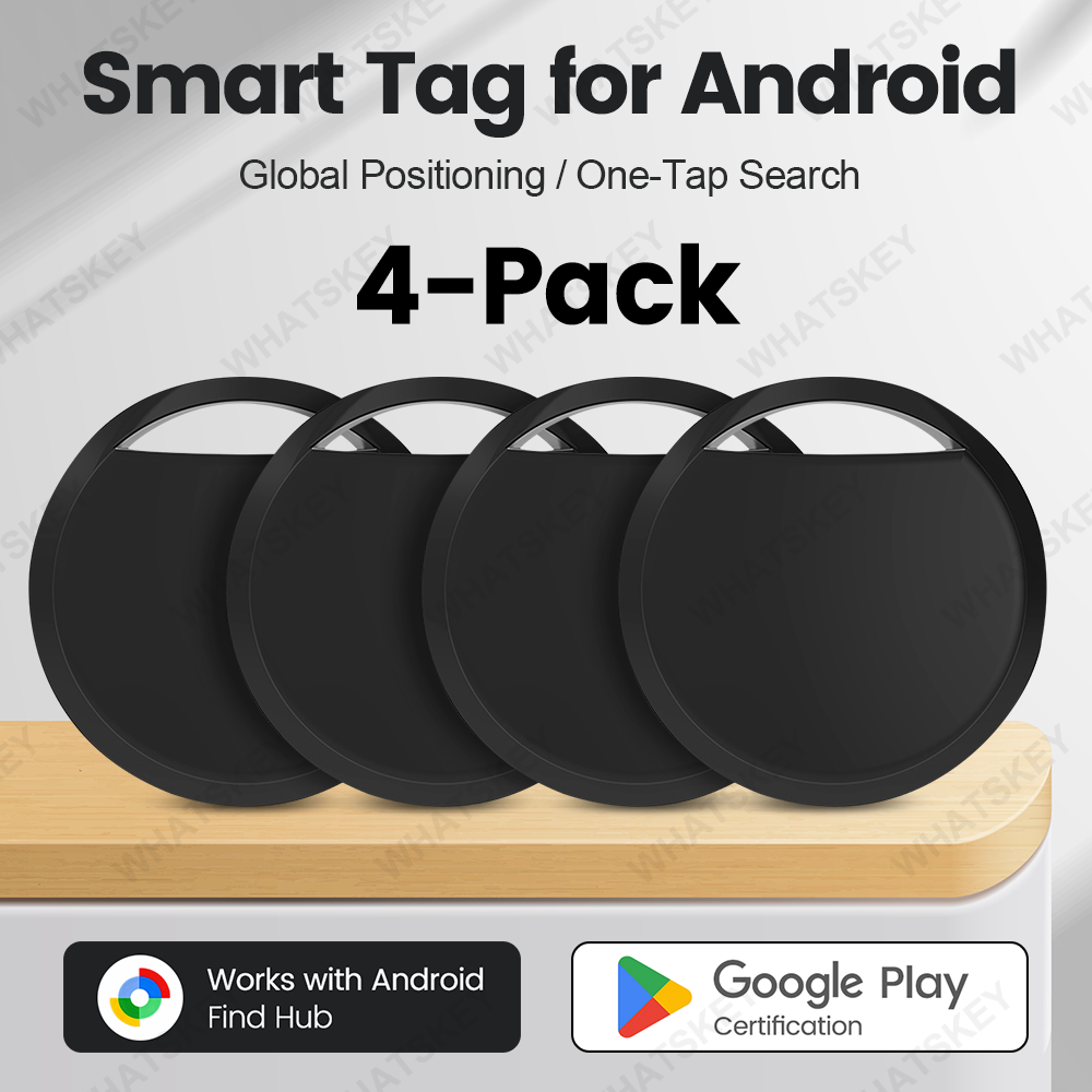 4-pak lokalizatorów Bluetooth Android GPS współpracujących z aplikacją Google Find My, lokalizator do kluczy, rowerów, zwierząt, inteligentny tag dla Xiaomi, Samsung, OnePlus