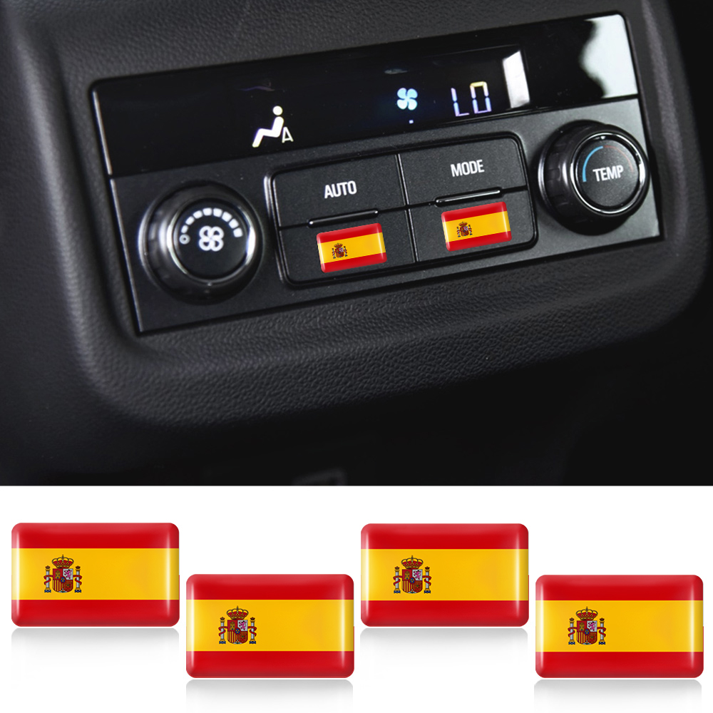 10/20 stücke Epoxy Spanien Flagge Aufkleber Auto Innen Dekoration Aufkleber Für Honda Audi BMW Kia Nissan Toyota Volkswagen Renault abzeichen
