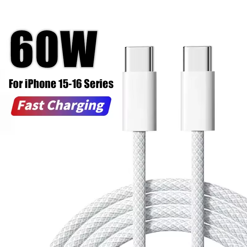 สายชาร์จเร็ว PD 60W USB C to Type C สำหรับ iPhone 15 16 17 Pro Max ชาร์จเร็ว สำหรับ Samsung S26 Xiaomi สายชาร์จ USB C