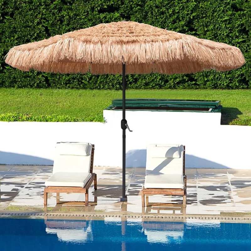 Sombrilla de playa al aire libre, grande, plegable, para jardín, piscina, Patio, sombrilla de playa, sombrilla de paja simulada, sombrillas para vacaciones en el patio trasero