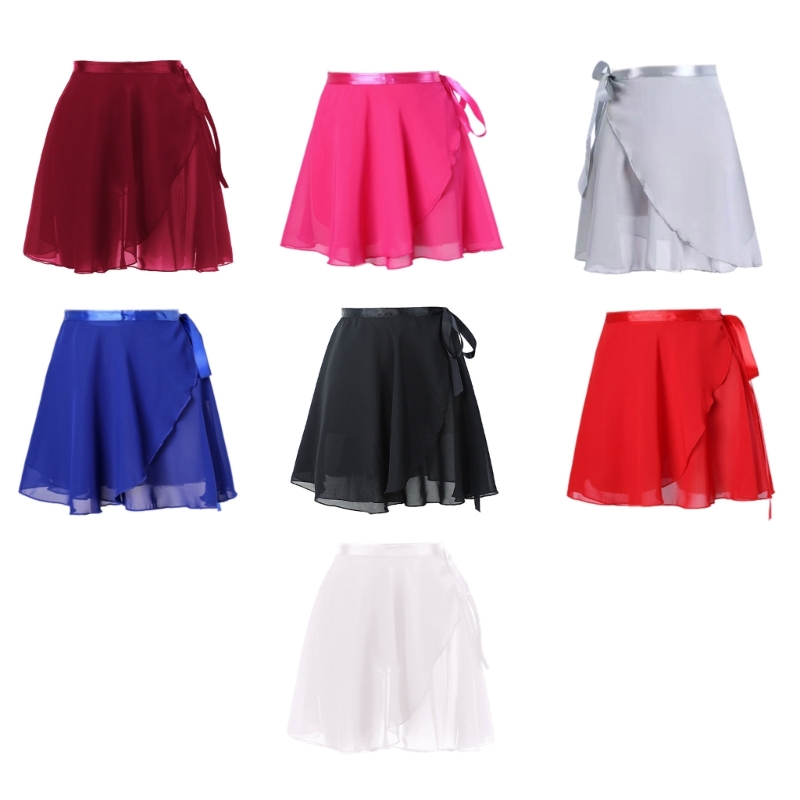 Damen Ballett-Wickelröcke, Mädchen-Chiffon-Wickel-Tanzrock, asymmetrischer Tutu-Rock